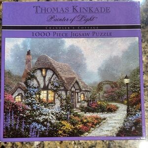 Thomas Kinkade Purple and Green Jigsaw Puzzle - Chandler's Cottage